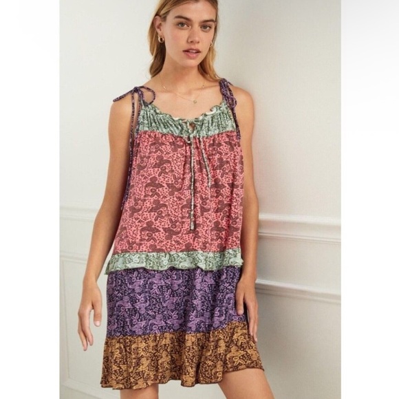 By Anthropologie Tiered Mini Sleep Floral Lounge Dress XL - Picture 9 of 9